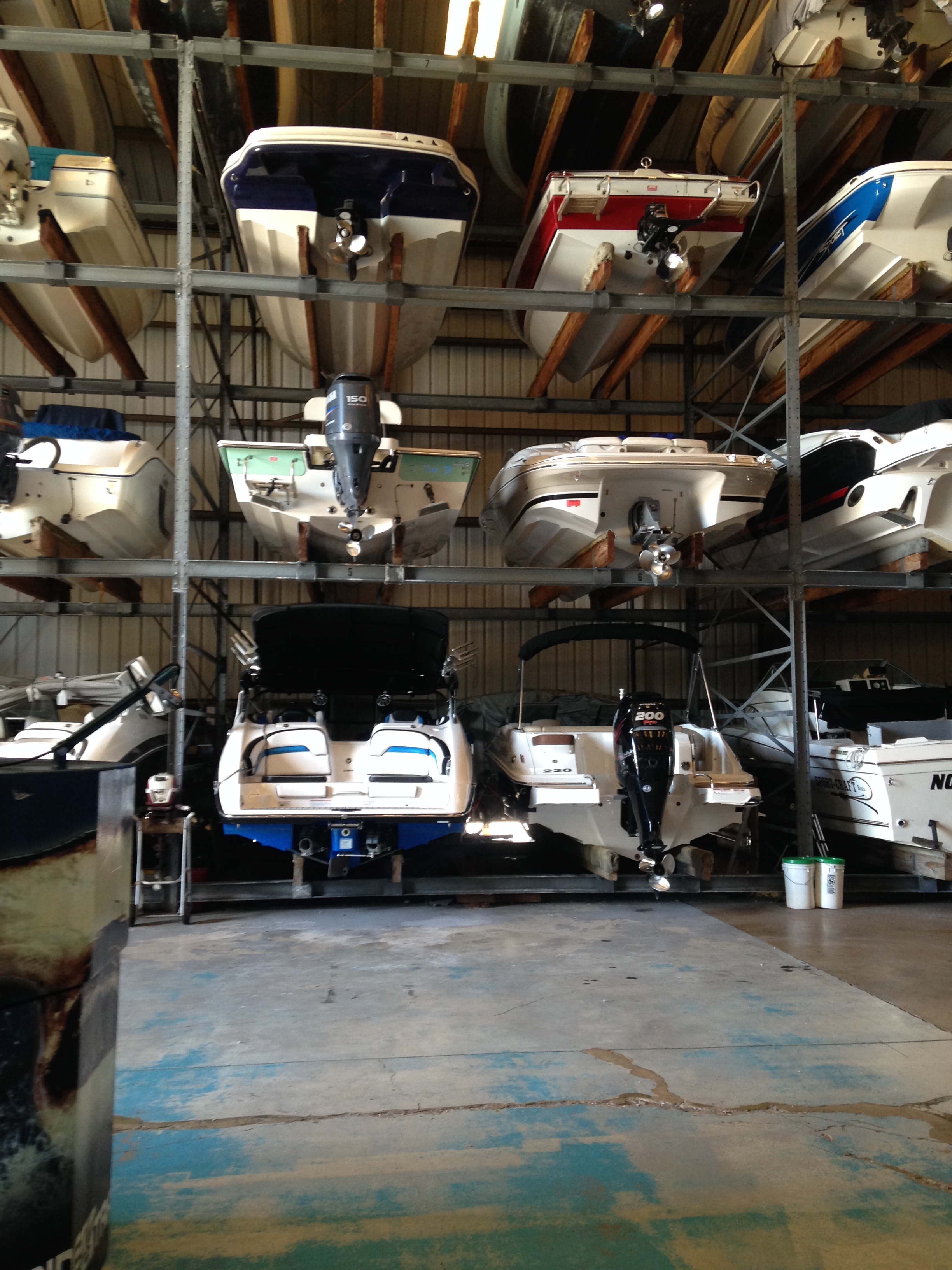 boats in high and dry storage rack
